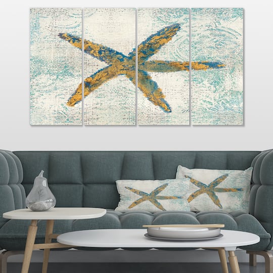 Designart - Coastal Pastel seashells III - Vintage Nautical Canvas Art